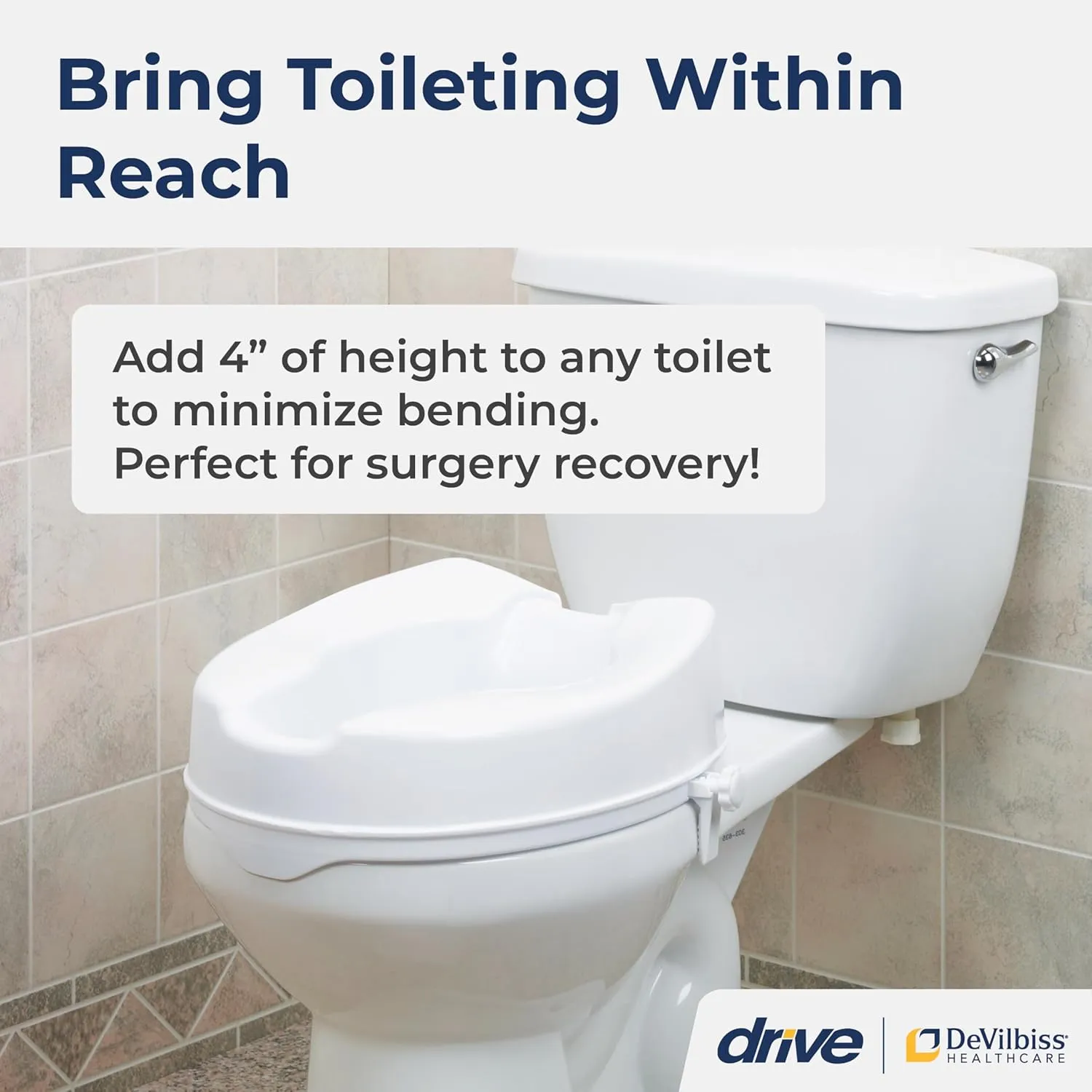 Drive Medical Raised Toilet Seat with Lock, Standard Seat, 4"