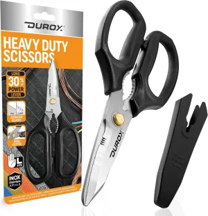 DRX Tool - Heavy Duty Scissors, Multipurpose Utility Scissors. Built to Cut Leather, Cardboard, Carpet, Plastic and Rope. All Purpose Heavy Duty Kitchen Scissors to Cut Meat, Poultry and Chicken Bones