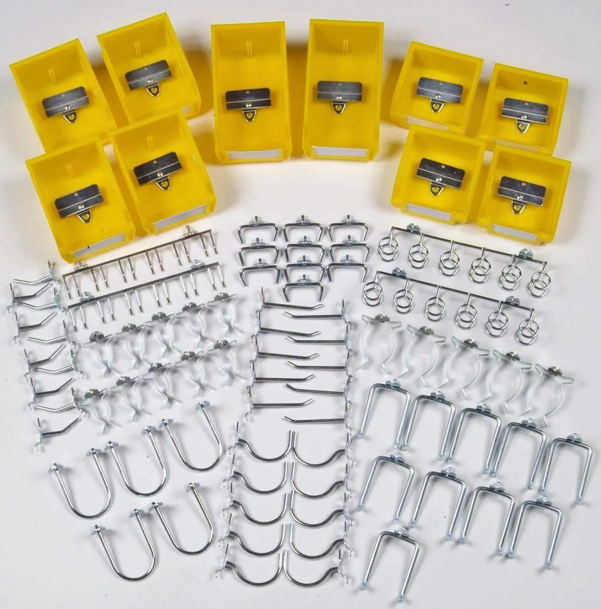 DuraHook 76994 Deluxe Locking Hook and Hanging Bin Assortment with 84 Assortment Hooks and 10 Bins, 94-Piece