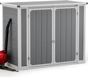 DWVO 41Cu.ft Outdoor Storage Shed w/o Shelf, 4.7x2.5 FT Horizontal Resin Tool Shed with Hydraulic Gas Rod and 3 Locks for Garden, Trash Cans, All-Weather Outdoor Storage, Lockable, Gray
