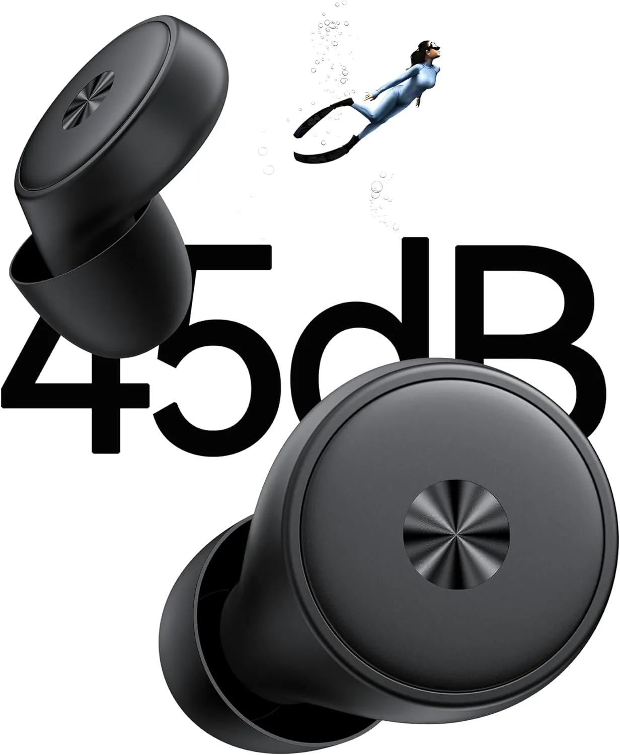 Ear Plugs for Sleeping Noise Cancelling, 45db Ear Plugs for Noise Reduction with 8 Eartips, Reusable Noise Cancelling Ear Plugs for Concerts, Silicone Hearing Protection Earplugs with Case Black