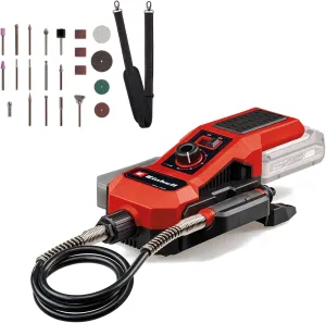 Einhell Power X-Change Cordless Grinding and Engraving Tool - 18V, Variable Speed (5,000-34,000 RPM), Engraving Tip - TE-MT 18/34 Li Rotary Multi Tool with 55pc Accessory Set (Battery Not Included)