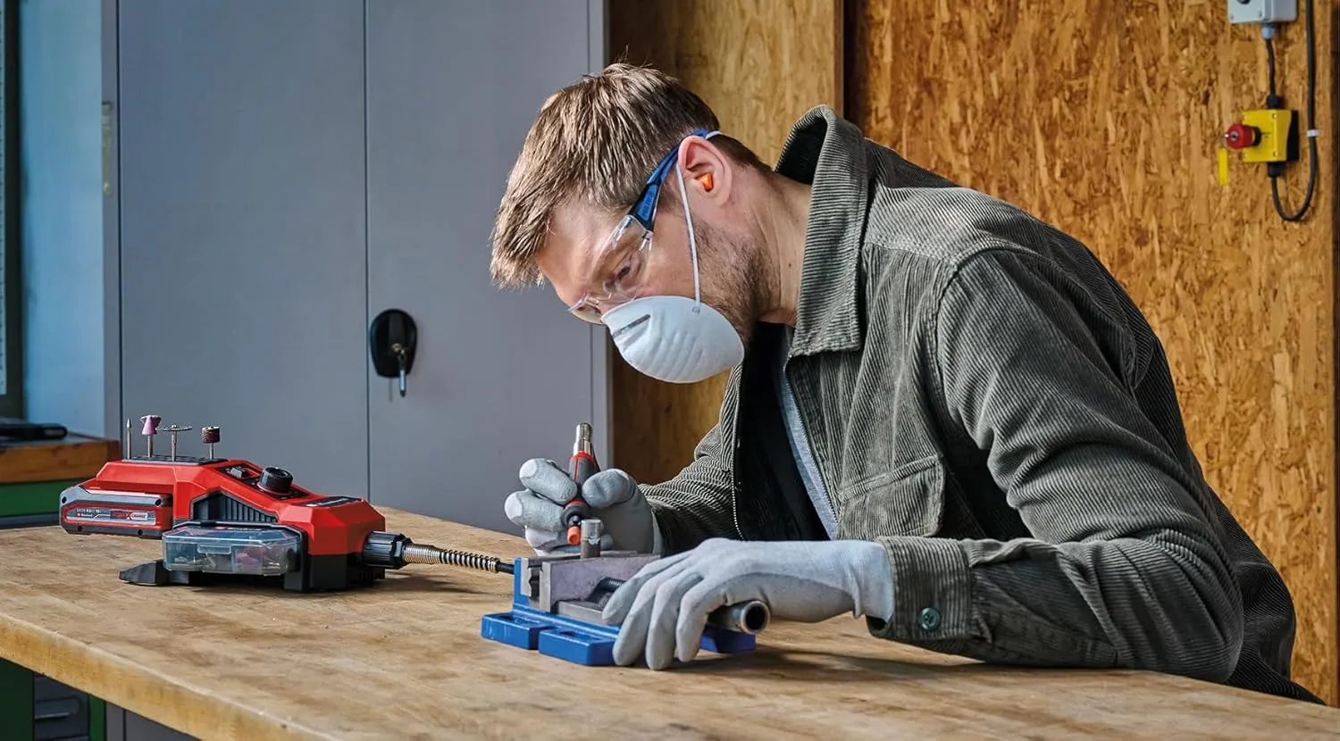 Einhell Power X-Change Cordless Grinding and Engraving Tool - 18V, Variable Speed (5,000-34,000 RPM), Engraving Tip - TE-MT 18/34 Li Rotary Multi Tool with 55pc Accessory Set (Battery Not Included)