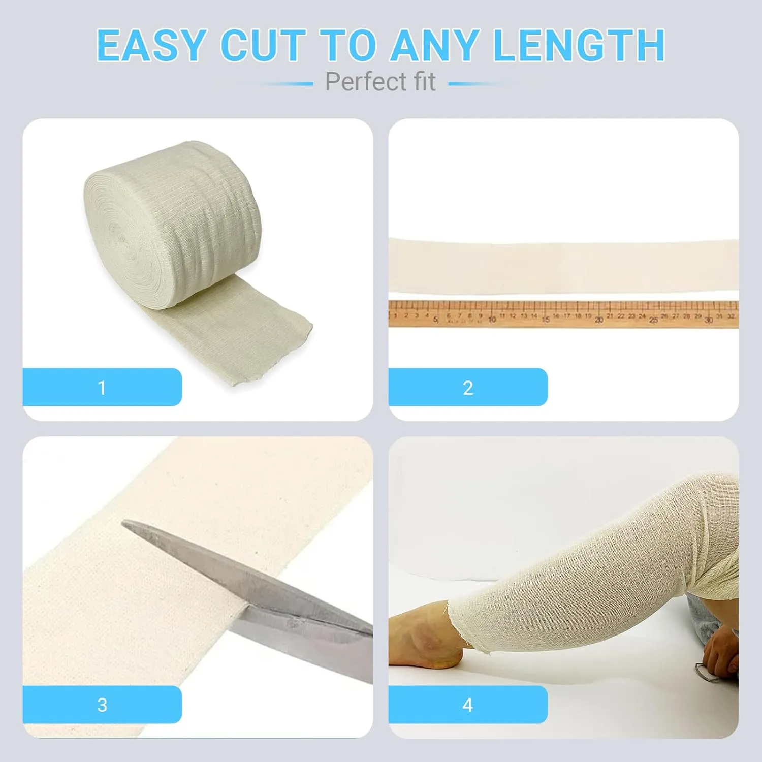 Elastic Tubular Bandage - Stockinette Compression Strap for Arm Knee Ankle Leg First Aid Supplies, Stretch to 1.8 Multiple (4" x 394"L)