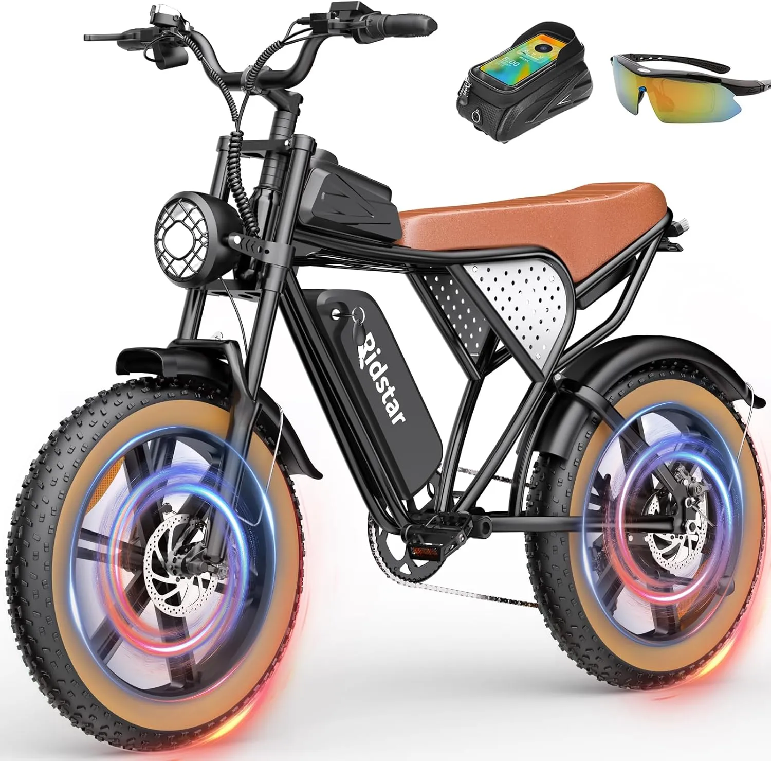 Electric Bike for Adults Q20, 2000/1500W, 37/30MPH,52V 40AH,48V/20AH E-Bike,30-180 Miles Electric Motorcycle, 20" Fat Tire Dirt Bike, UL2849 All Terrain for Mountains, Snow, Sand, Road
