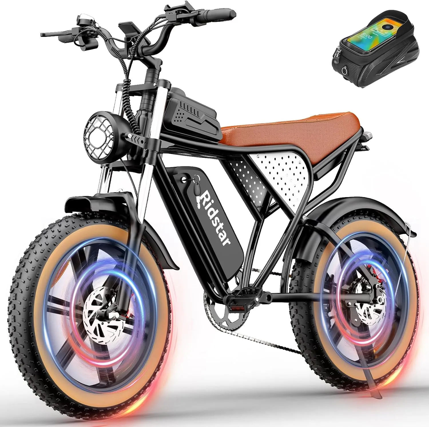 Electric Bike for Adults Q20, 2000/1500W, 37/30MPH,52V 40AH,48V/20AH E-Bike,30-180 Miles Electric Motorcycle, 20" Fat Tire Dirt Bike, UL2849 All Terrain for Mountains, Snow, Sand, Road