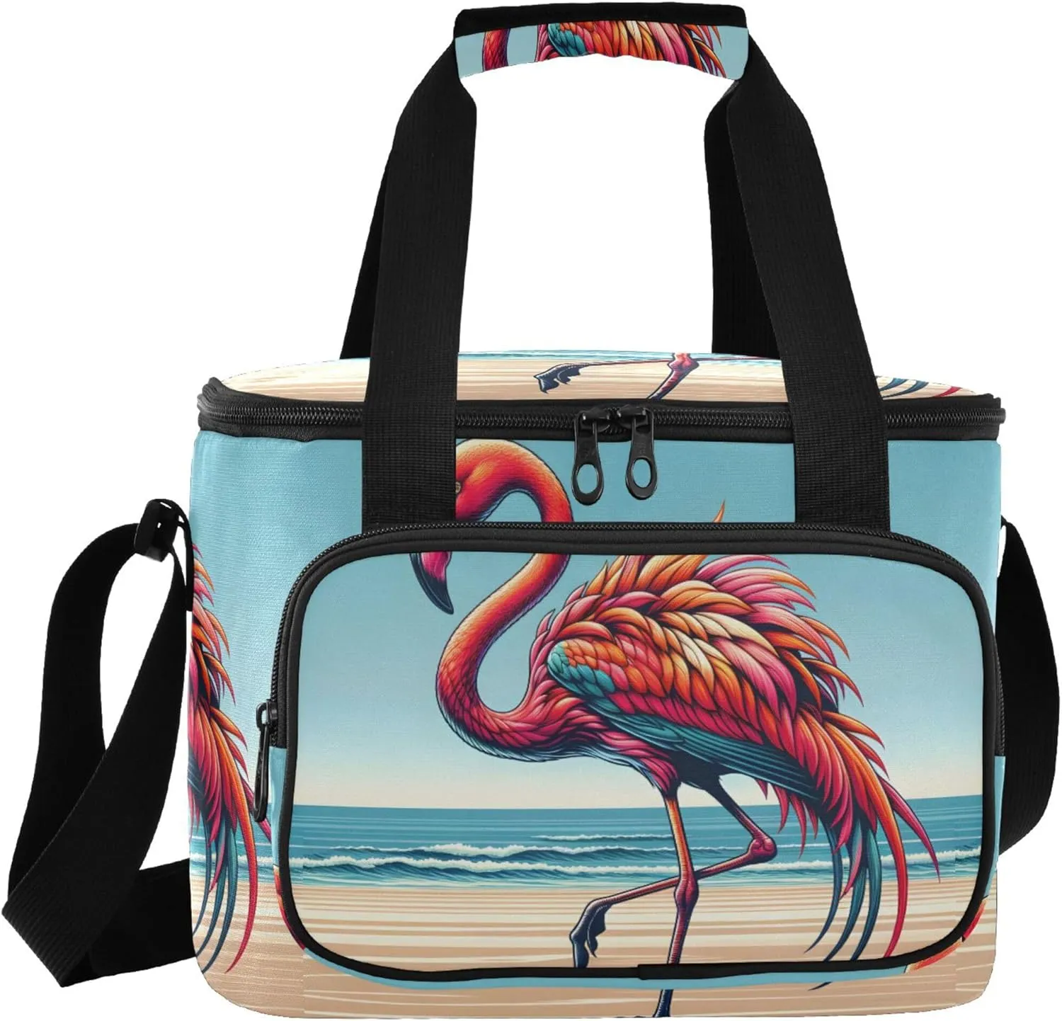 Elegant Flamingo Red Insulated Cooler Bag, Camping Coolers, Adult Lunch Boxes for Women