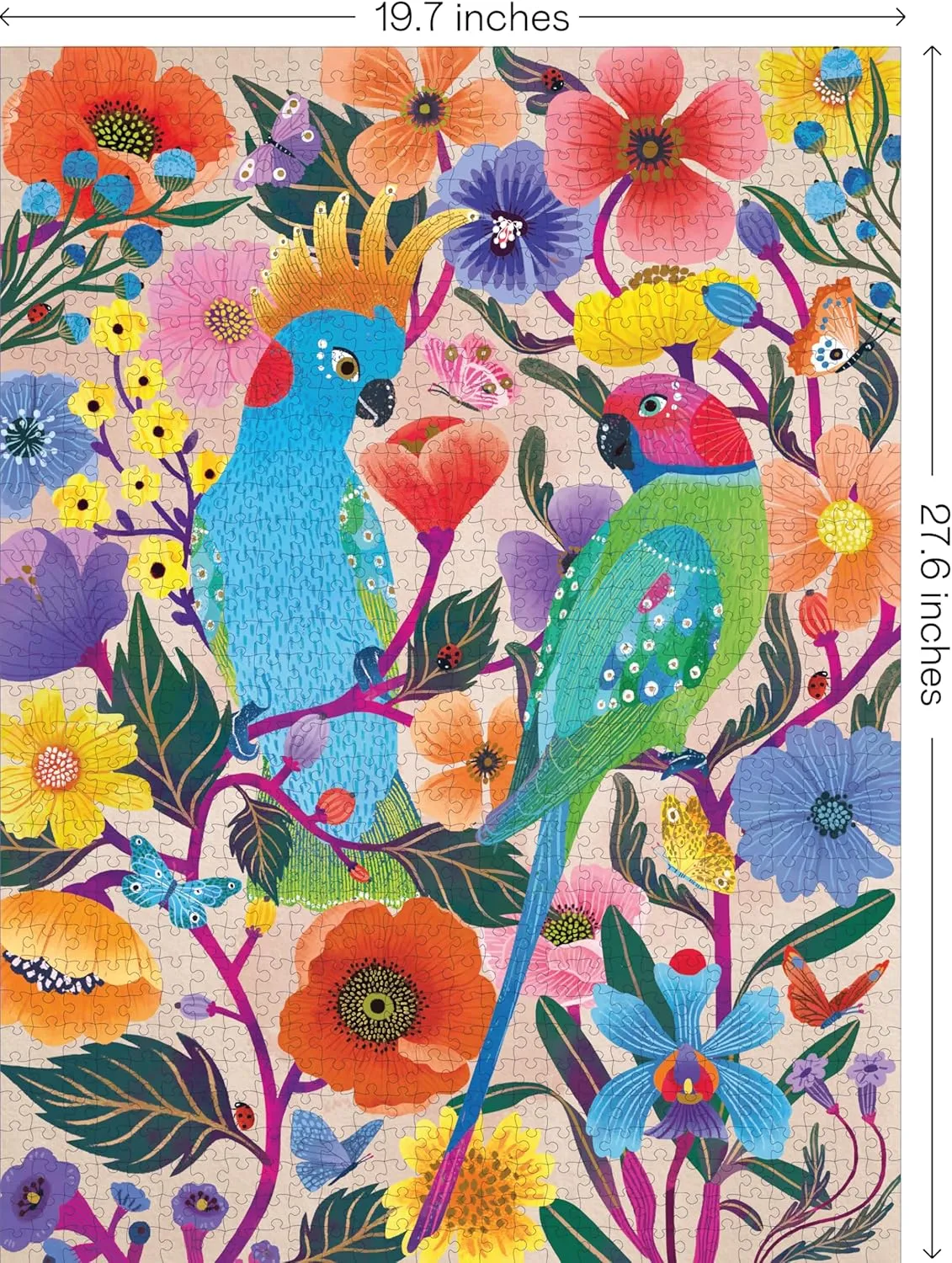 Elena Essex Puzzles for Adults 1000 Pieces - Lovebirds | Jigsaw Puzzles | 1000 Piece Puzzle for Adults | Colorful Art Butterflies and Birds Puzzle | 20x28inches