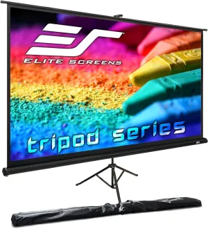 Elite Screens Tripod Projector Screen, 120-inch Adjustable Multi Aspect Ratio 16:9 Portable Manual Pull Up Front Projection, T120UWH - Black Case - US Based Company 2-YEAR WARRANTY