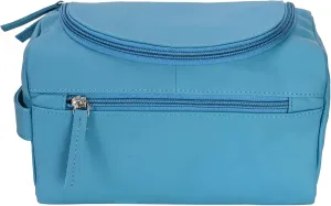 ELIZO Premium REAL Leather Toiletry Bag for Men Dopp Kitt Hanging Mens Toiletry Large TSA Toiletries Bag Shaving Grooming Bag Organizer Espresso (Blue, Large)