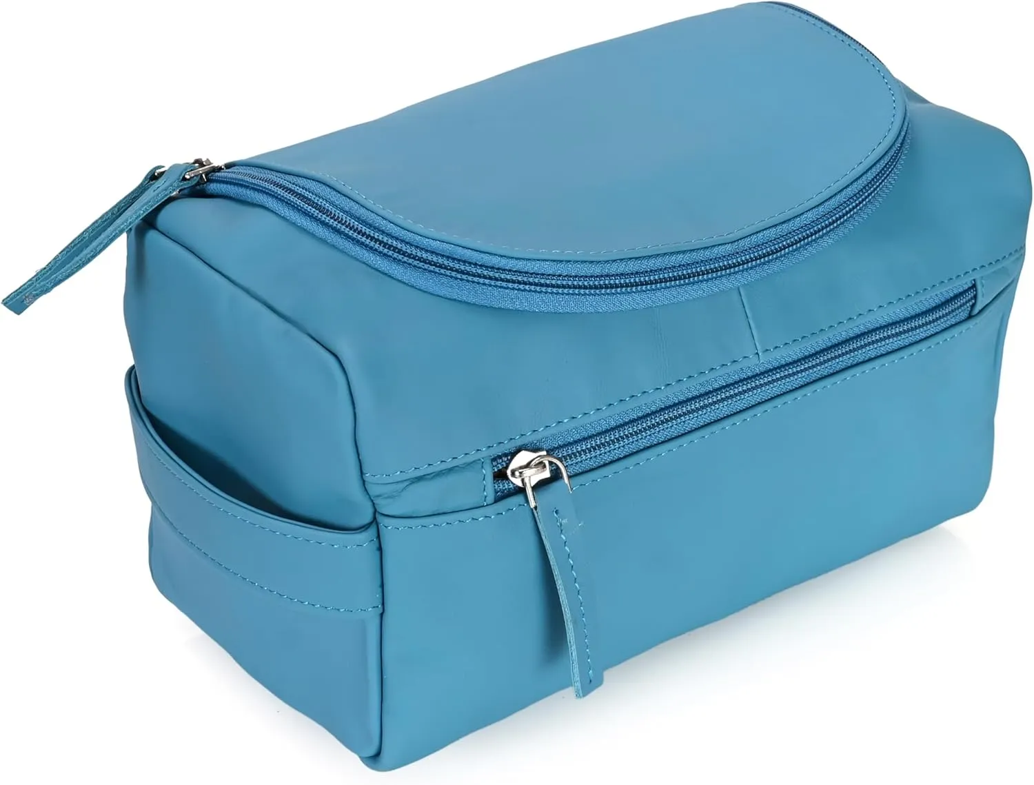 ELIZO Premium REAL Leather Toiletry Bag for Men Dopp Kitt Hanging Mens Toiletry Large TSA Toiletries Bag Shaving Grooming Bag Organizer Espresso (Blue, Large)