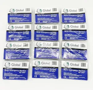 Emergency Mylar Thermal Blankets - 12 Pack | Survival Space Fire Blankets for Outdoor Adventures, Marathons, First Aid | Waterproof & Windproof | Ideal for Camping & Hiking