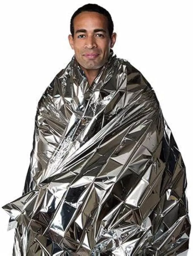 Emergency Mylar Thermal Blankets - 12 Pack | Survival Space Fire Blankets for Outdoor Adventures, Marathons, First Aid | Waterproof & Windproof | Ideal for Camping & Hiking