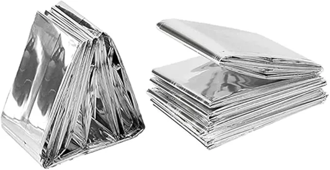 Emergency Mylar Thermal Blankets - 12 Pack | Survival Space Fire Blankets for Outdoor Adventures, Marathons, First Aid | Waterproof & Windproof | Ideal for Camping & Hiking