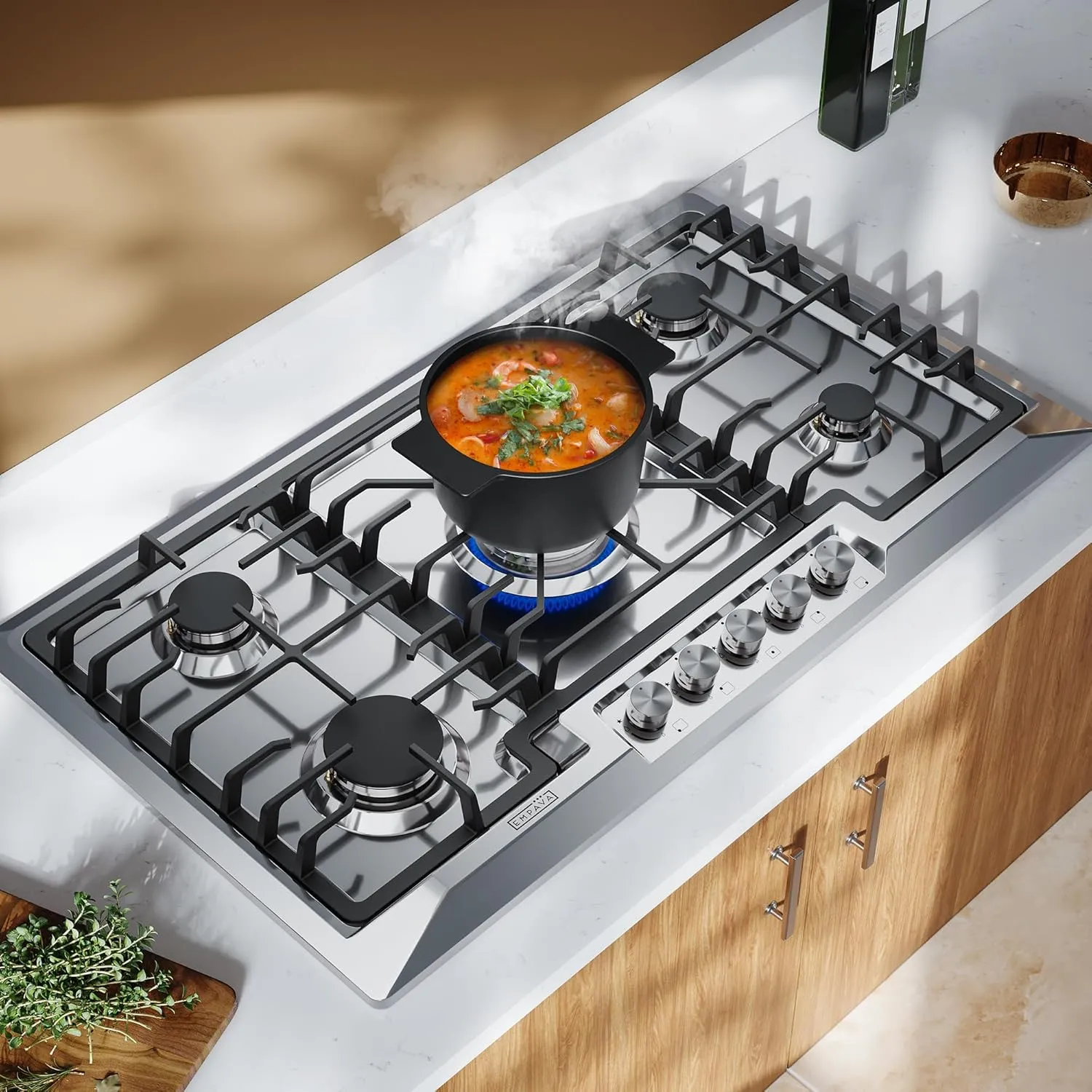 Empava 36" Stainless Steel 5 Italy Sabaf Burners Stove Top Gas Cooktop EMPV-36GC881