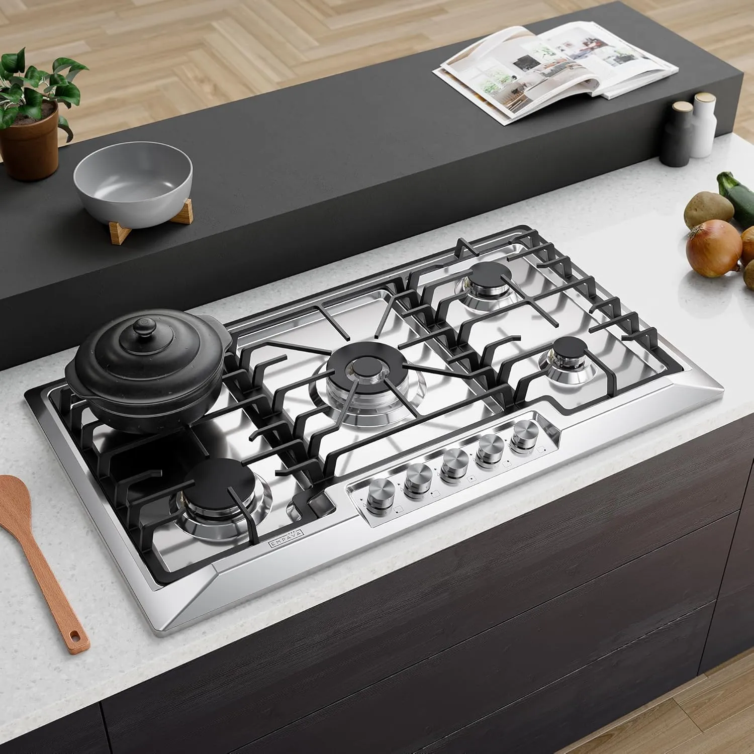 Empava 36" Stainless Steel 5 Italy Sabaf Burners Stove Top Gas Cooktop EMPV-36GC881