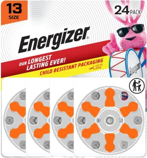 Energizer Hearing Aid Batteries Size 13, Orange Tab, 24 Pack
