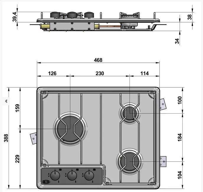 Eno 3 Burner Built-In Gas Cooktop