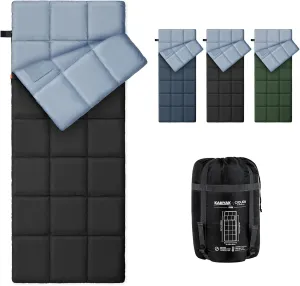 Envelope Sleeping Bag 3 Season Warm Weather Portable Compact Sleeping Bags for Adult Kids with Carry Bag for Camping Hiking Backpacking and Outdoors 59℉-77℉
