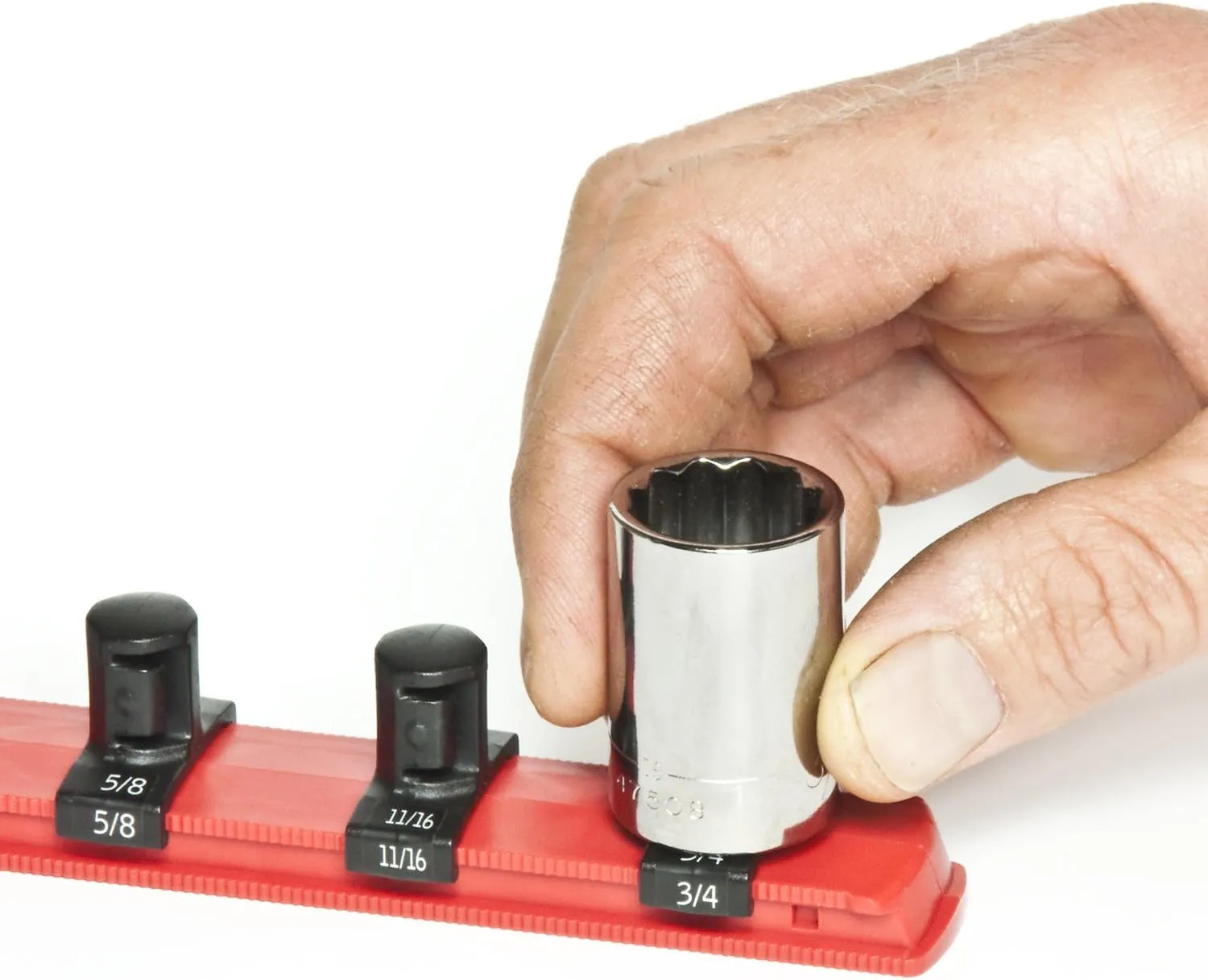 ERNST 13-Inch Socket Rail Organizer with 14 3/8-Inch Twist Lock Clips, Red (8415)