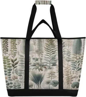 Exotic Ferns and Palms Reusable Insulated Lunchbox Cooler Bag, Leakproof Kitchen Grocery Bag Collapsible Portable Cooler Tote Bag for Picnic, Camping, Office, Travel