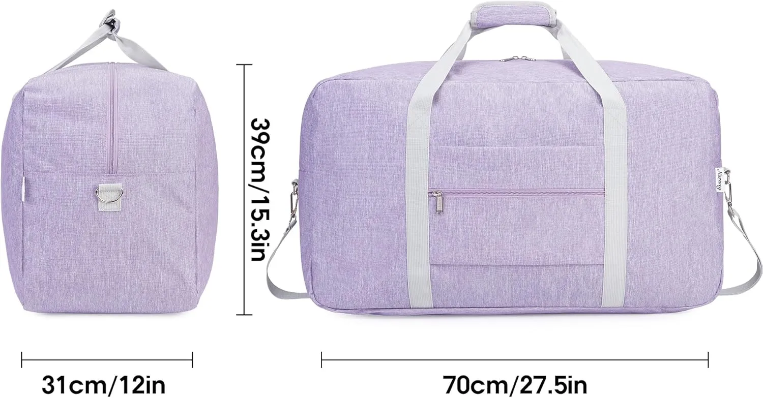 Extra Large Travel Duffel Bag Foldable Weekender Packable Lightweight Luggage Bag Overnight for Women and Men 85L (Purple (With Shoulder Strap))