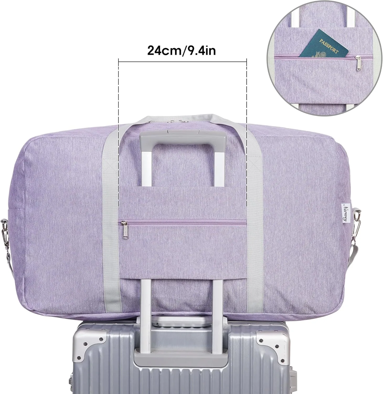 Extra Large Travel Duffel Bag Foldable Weekender Packable Lightweight Luggage Bag Overnight for Women and Men 85L (Purple (With Shoulder Strap))
