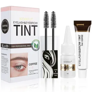 Eyelash & Eyebrow Kit, 2-In-1 Professional Lash & Brow Color Kit, Eye Brow and Eye Lash Coloring Set, Lasting for 4-6 Weeks Hair Color DIY for Salon & Home 7ml Coffee/Dark Brown