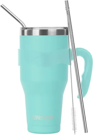 Ezprogear 40 oz Stainless Steel Camping Tumbler with Handle Blue Mint Coffee Mug with Lid (Mint)