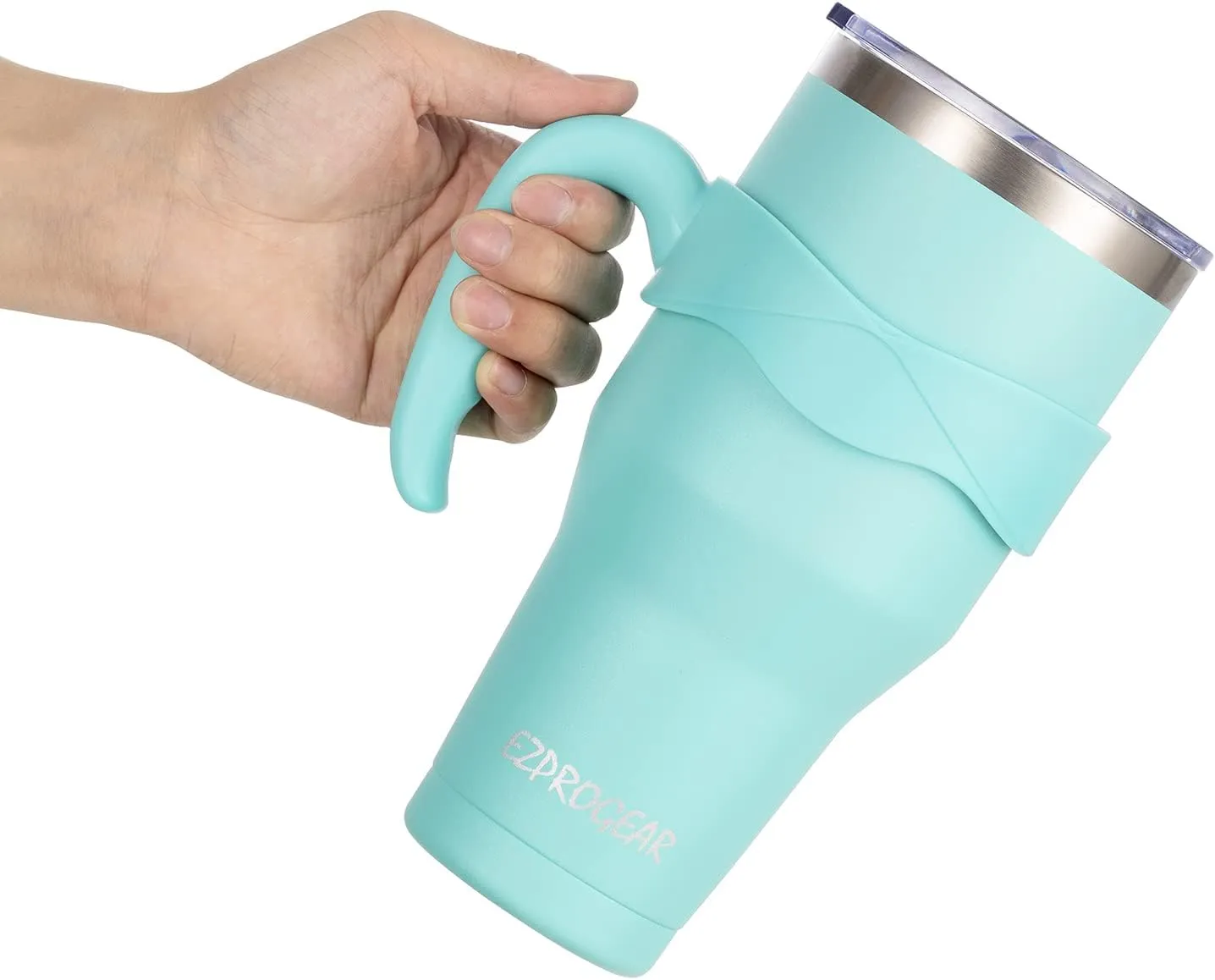 Ezprogear 40 oz Stainless Steel Camping Tumbler with Handle Blue Mint Coffee Mug with Lid (Mint)
