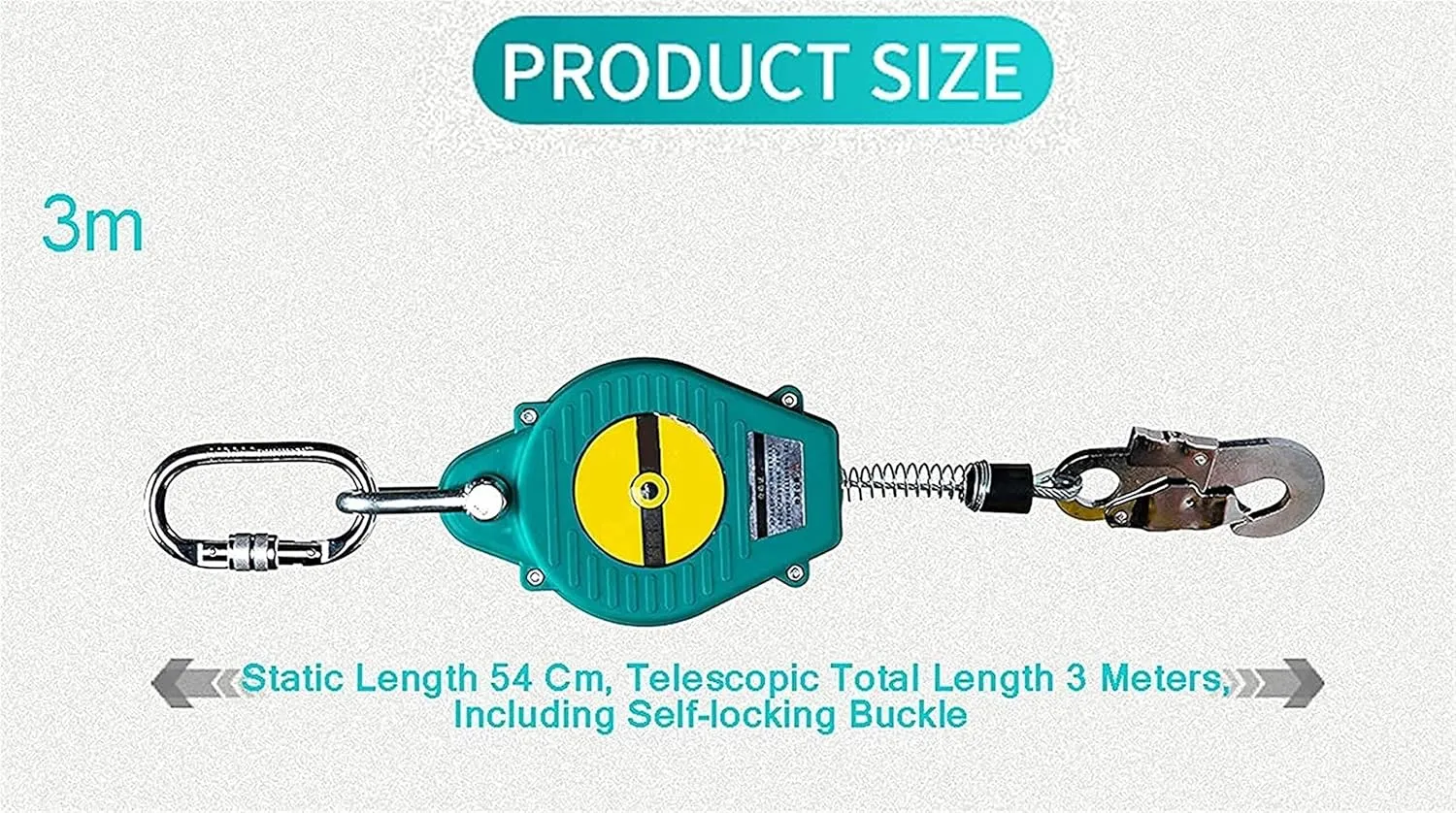 Fall Protection Self Retracting Lifeline Safety Device, Cable Safety Retractable Lanyard for Rock Climbing, Construction, and High-Altitude Work, 330 Lb Capacity, 5M(5M)