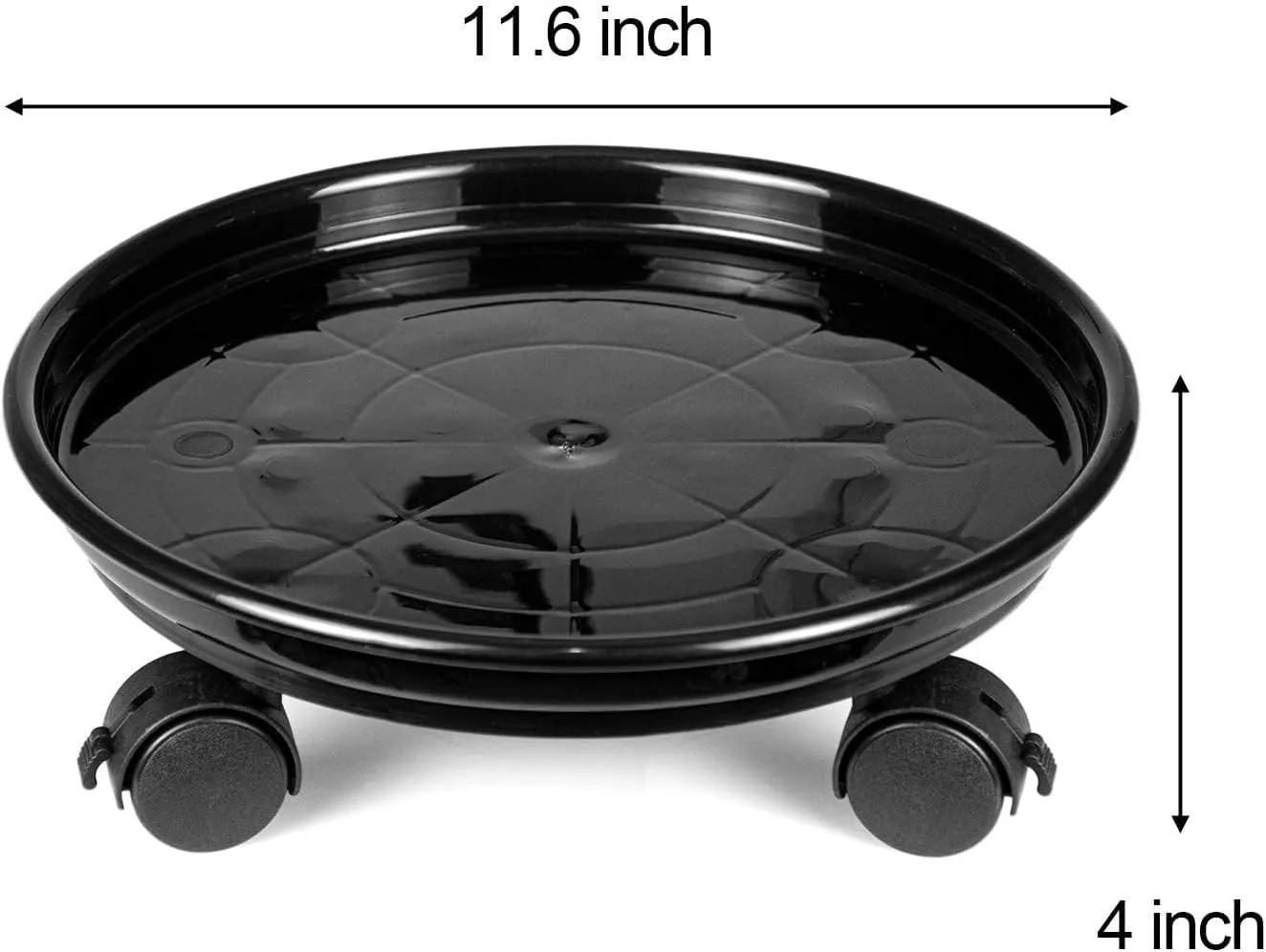 Fasmov 3 Pcs Plant Pallet Caddy Plant Stand Round Flower Pot Mover, Plant Pot Pallet Dolly Caster with Universal Wheels (Black)