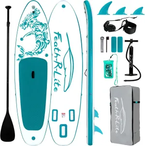 FEATH-R-LITE Inflatable Paddle Board Stand Up Paddleboards for Adults SUP with Premium Accessories Pump, Adjustable Paddle, Leash, Three Fins, Backpack