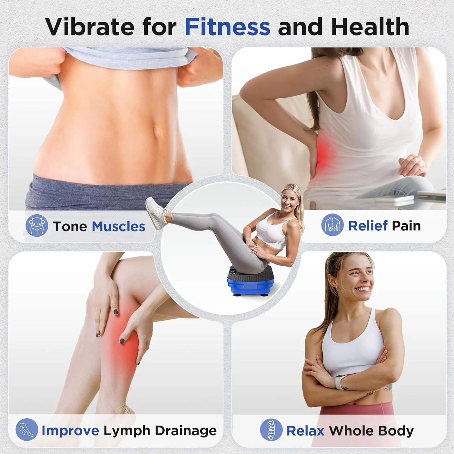 FEIERDUN Vibration Plate Exercise Machine, Vibration Plate for Lymphatic Drainage, Power Plate Vibration Platform for Weight Loss, Toning & Wellness