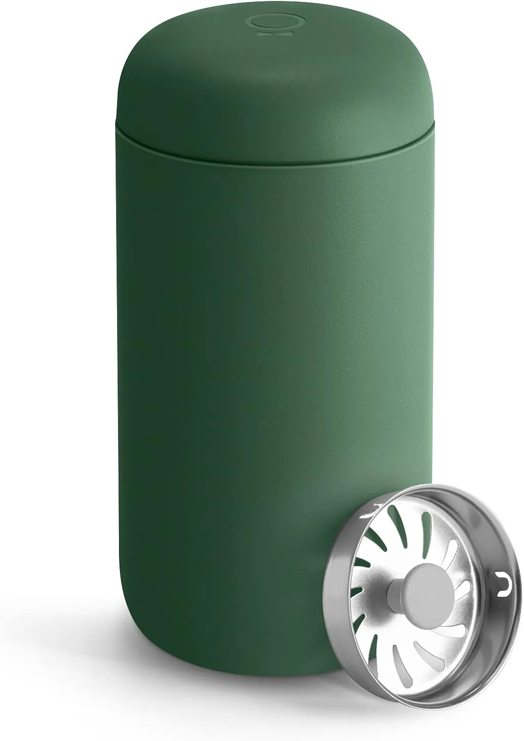 Fellow 12 oz Carter Move Travel Mug - Vacuum-Insulated Stainless Steel Travel Coffee Mug - Coffee Tumbler with Ceramic Interior and Splash Guard - Cargo Green