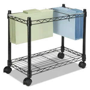 Fellowes® High-Capacity Rolling File Cart, Metal, 1 Shelf, 2 Bins, 24" X 14" X 20.5", Black