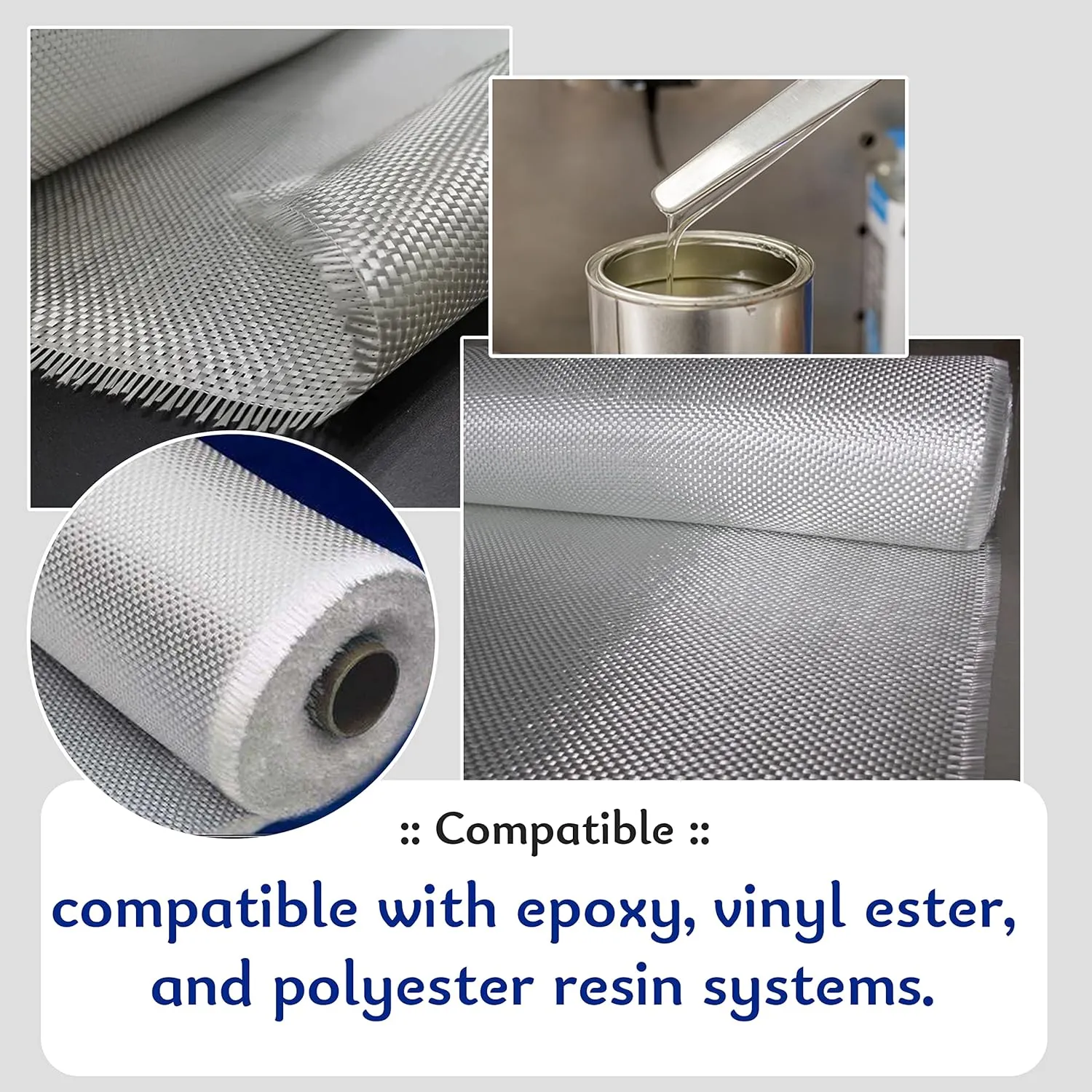 Fiberglass Cloth, 6 Oz, 50" x 30 Feet / 10 Yd Long E-Glass Plain Weave, Fiber Glasses Cloth, Fiber Glass Mat, Woven Roving Fiberglass Cloth for Boat Surfboard RC Plane Auto Tub Pool Repair