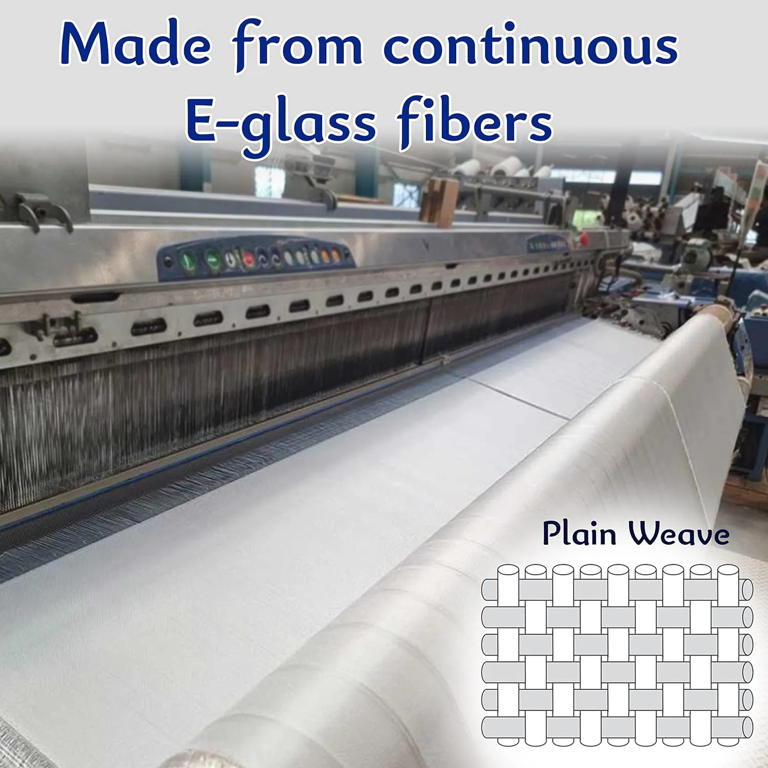 Fiberglass Cloth, 6 Oz, 50" x 30 Feet / 10 Yd Long E-Glass Plain Weave, Fiber Glasses Cloth, Fiber Glass Mat, Woven Roving Fiberglass Cloth for Boat Surfboard RC Plane Auto Tub Pool Repair
