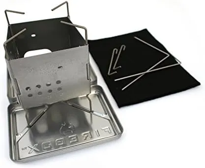 Firebox Stainless Steel Nano Stove G2   X-Case Kit - Wood Burning/Multi Fuel - Folding Camp/Bushcraft