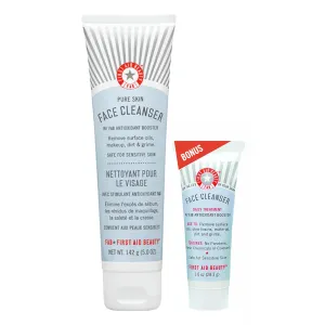 First Aid Beauty - Pure Skin Face Cleanser, Effectively Removes Makeup, Dirt, & Impurities, Gentle Cleanser Leaves Skin Soft & Supple, Safe for Sensitive Skin, Fragrance Free, 5 oz   Travel Size, 2ct