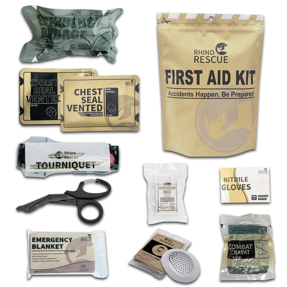 First Aid Kit 10pcs (Military Emergency IFAK  Trauma Kit with Aluminium Tourniquet)