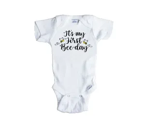 First Bee Day Onesie, First Birthday Outfit, Bee Shirt, Bumble Bee Shirt, Bumble Bee Theme Birthday (18 months)