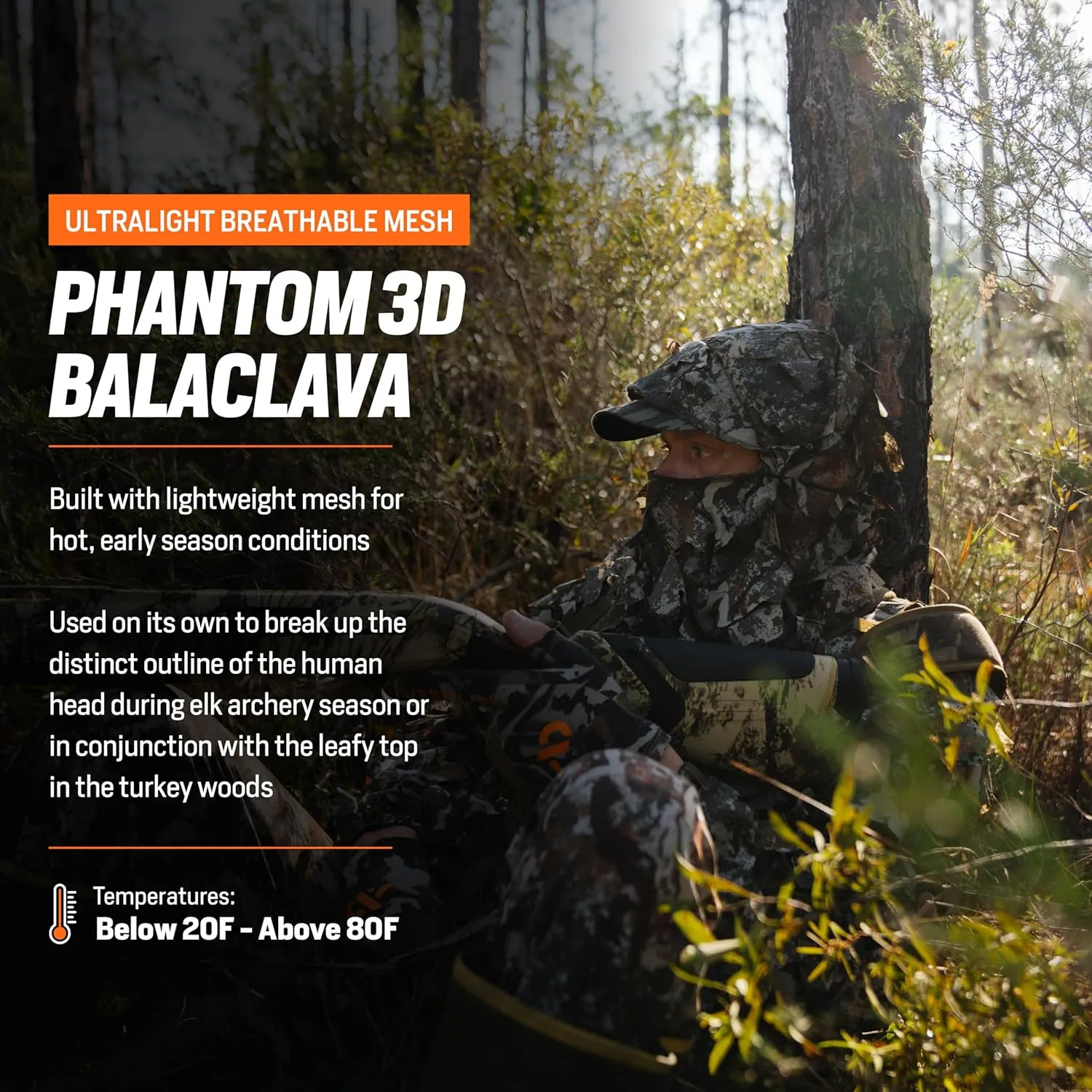 First Lite Phantom 3D Balaclava - Ultralight Mesh Camo Hunting Face Mask