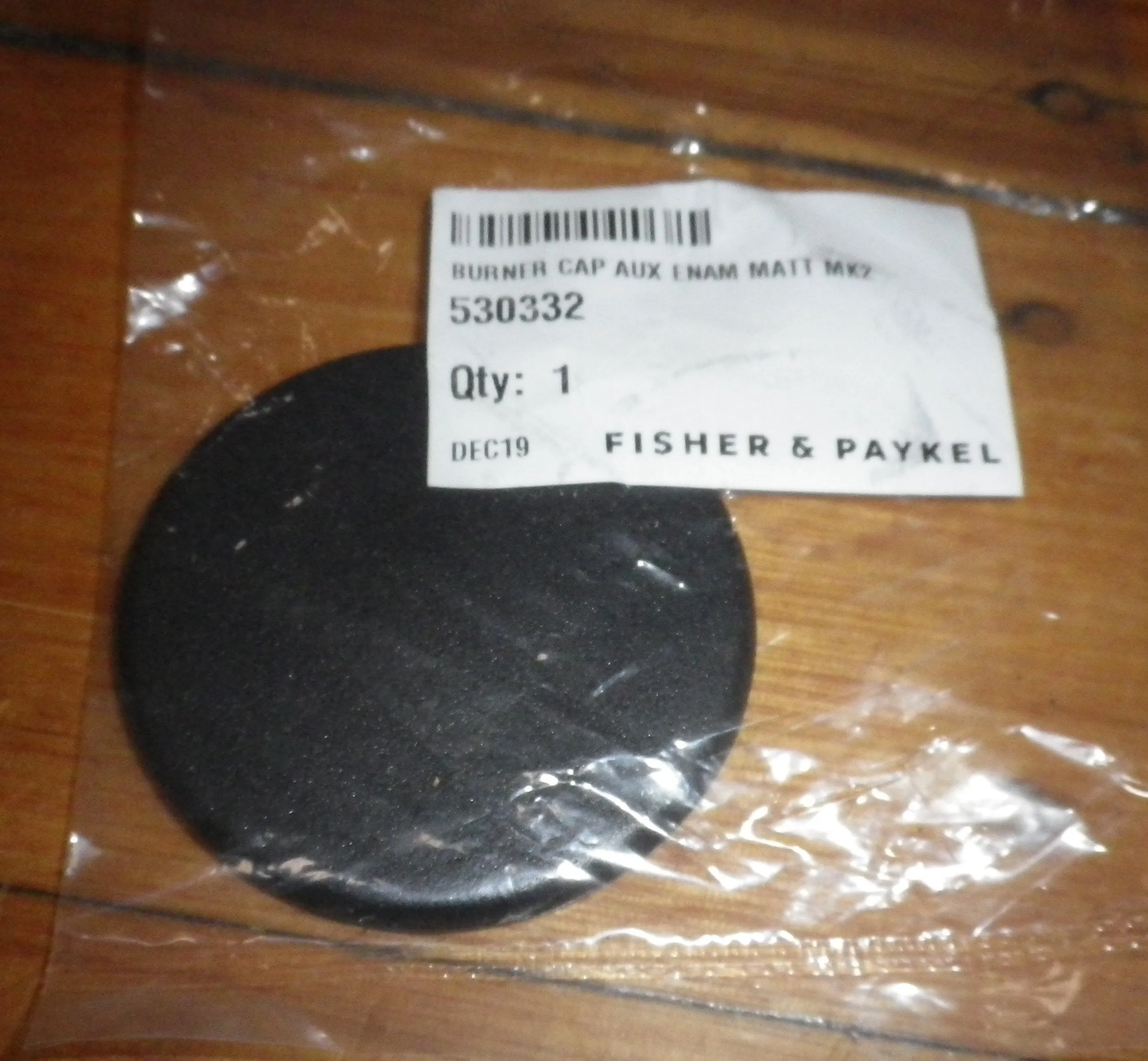 Fisher & Paykel Gas Stove Matt Black Aux 55mm Burner Cap - Part No. FP530332