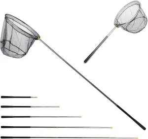 Fishing Landing Net with Aluminum Telescoping Pole 75" Long Handle,Rubber Coated Nylon Mesh,for Steelhead,Salmon,Fly,Kayak,Catfish,Bass,Trout,Shrimp,Crab,for Easy Catch & Release,Extend to 75 Inch