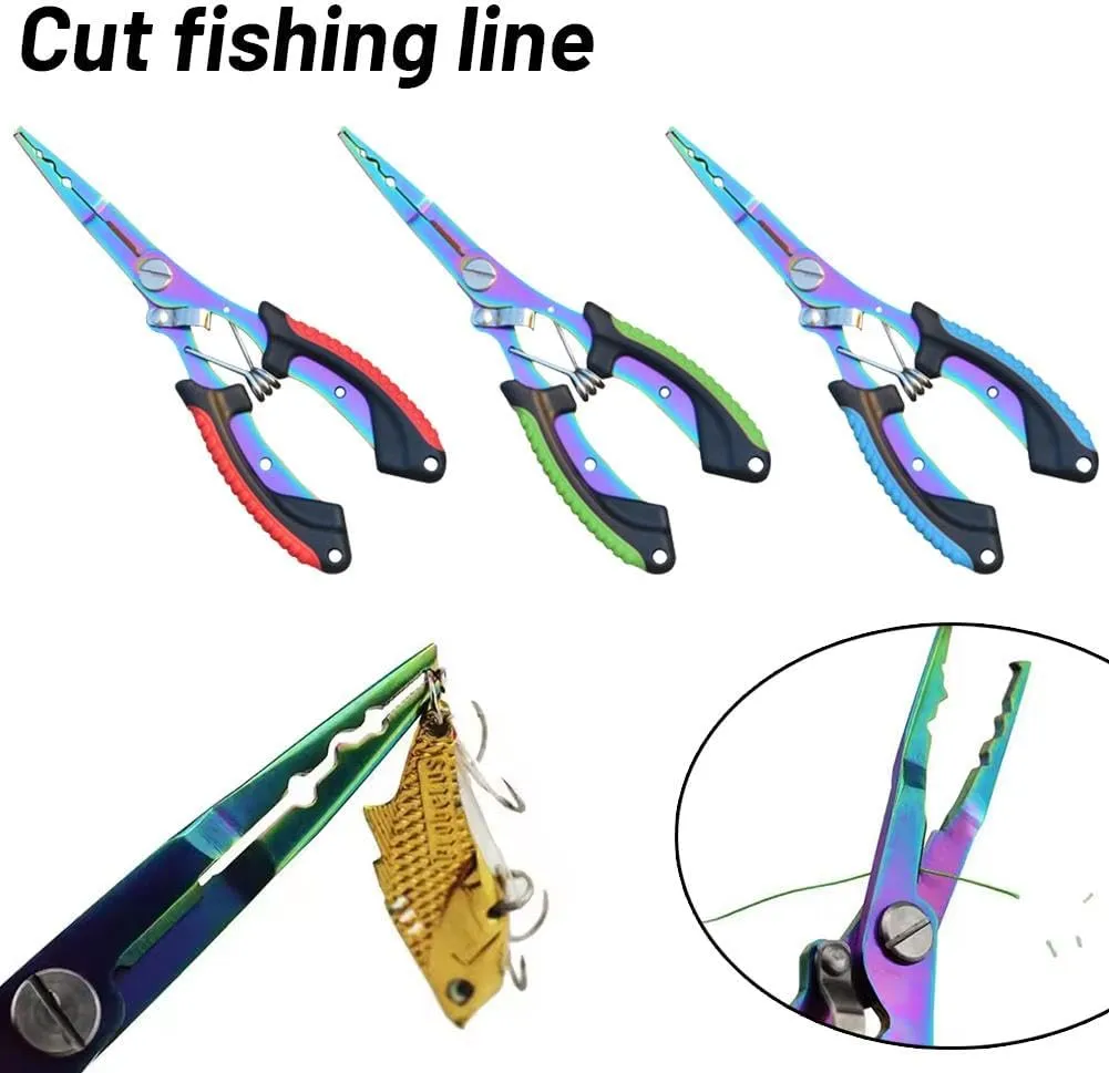 Fishing Pliers, Multi-Function Fishing Pliers Tools, Colorful Titanium Fishing Line Scissors, Hook Remover, Line Cutter, Scissors, Saltwater Resistant Fishing Equipment, Amazing Fishing Gift