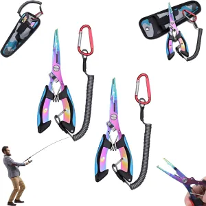 Fishing Pliers, Multi-Function Fishing Pliers Tools, Colorful Titanium Fishing Line Scissors, Hook Remover, Line Cutter, Scissors, Saltwater Resistant Fishing Equipment, Amazing Fishing Gift