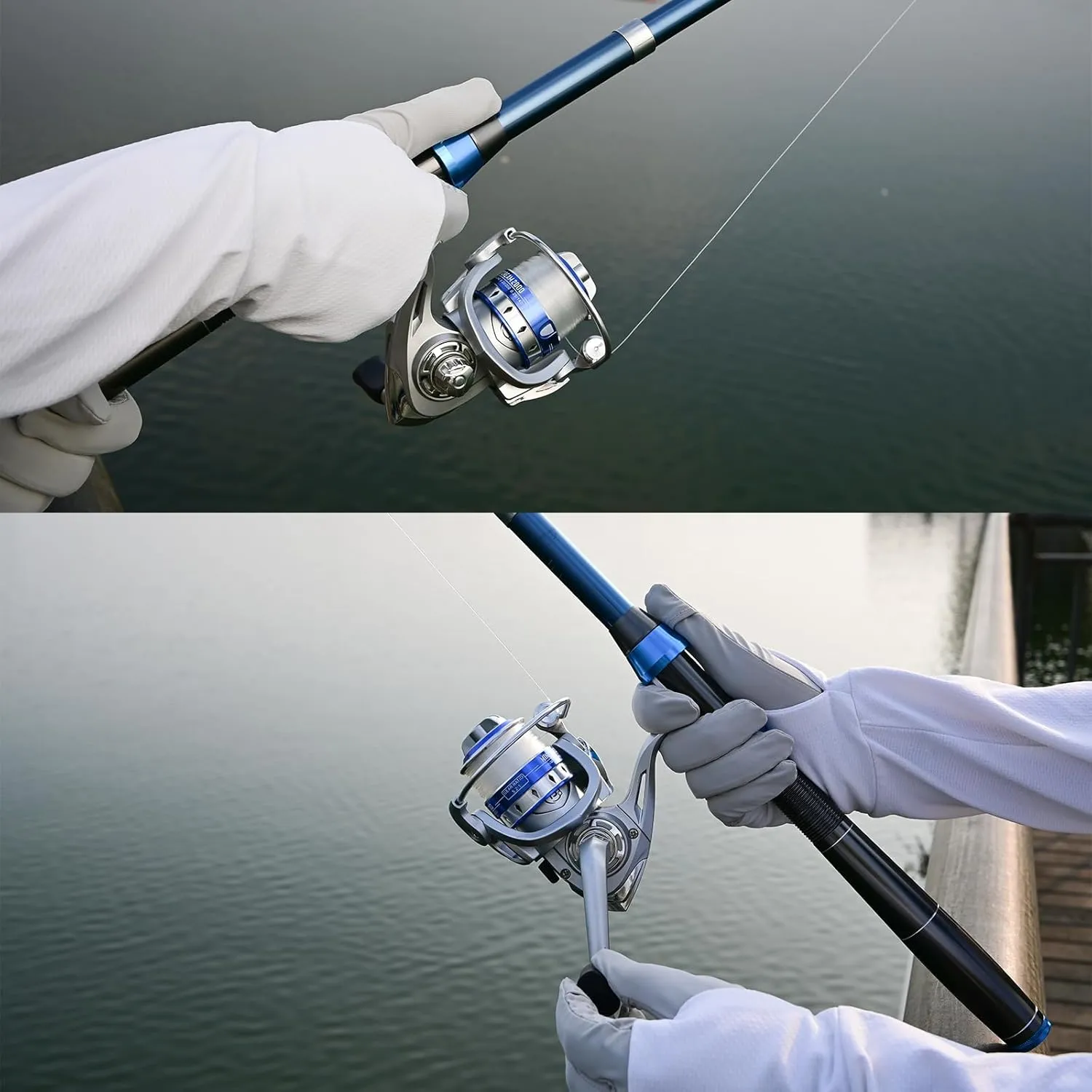 Fishing Pole Combo Set, 2PCS Alloy Fishing Rods 2PCS Spinning Reels Mono Fishing line Come Setup Already！Including 4PCS Minnow, Fishing Plier， ministoream