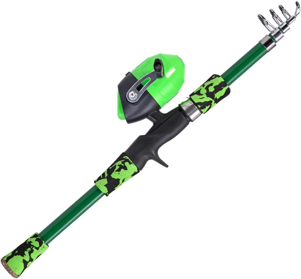 Fishing Pole for Ages 5-12 Telescopic Fishing Rod and Reel Combo Fishing Rod for Saltwater 165cm Fiberglass, Green