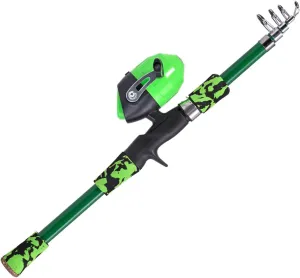 Fishing Pole for Ages 5-12 Telescopic Fishing Rod and Reel Combo Fishing Rod for Saltwater 165cm Fiberglass, Green